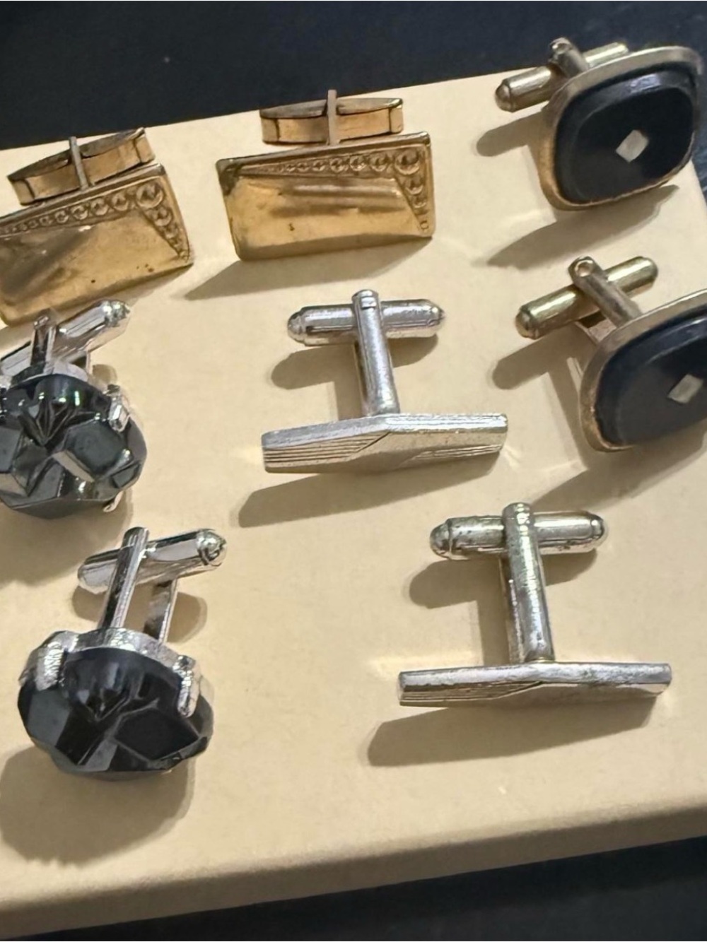 Vintage Silver, Black and Gold Cufflink 4 Set - Mixed Metal Men’s Accessories